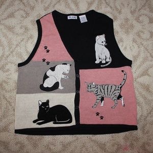 Pink and Black Cat sweater Vest